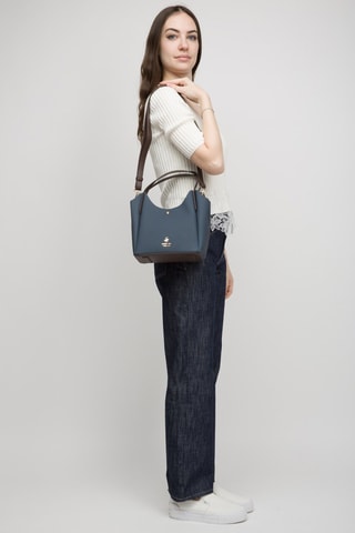 Trendy Handtas - Marineblauw en Bruin