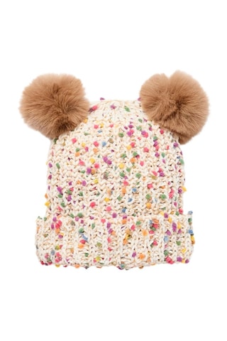 Muts met pompon - Lichtbeige