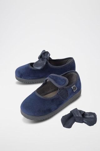 Velours Mary Janes - Marineblauw