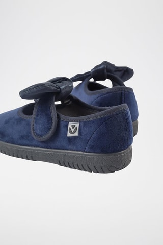 Velours Mary Janes - Marineblauw