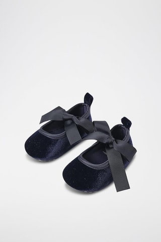 Velours Mary Janes - Donkerblauw