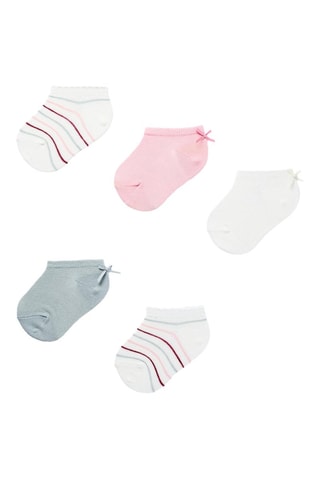 5 Paar Enkelsokken - Wit en roze