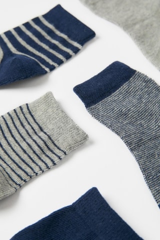 5 Paar Sokken - Marineblauw en Gemêleerd Grijs 