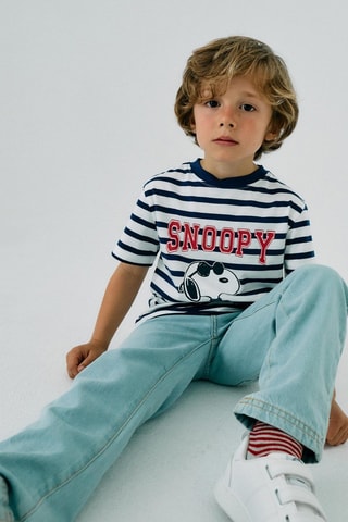T-shirt Snoopy Snoopy en The Peanuts - Marineblauw en wit