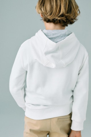 Fleece Sweater met Capuchon - Wit