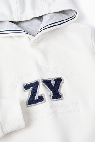Fleece Sweater met Capuchon - Wit