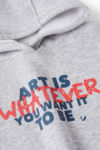 Fleece sweater met Capuchon - Gemêleerd grijs 