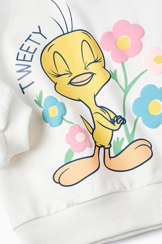 Sweater Tweety en Sylvester Looney Tunes - Wit