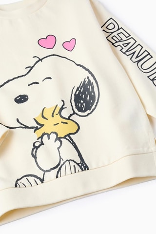 Fleece Sweater Snoopy en Woodstock Snoopy en The Peanuts - Lichtbeige