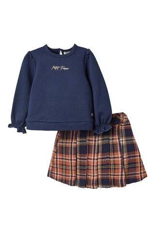 Sweater en Broekrok - Oranje en Marineblauw