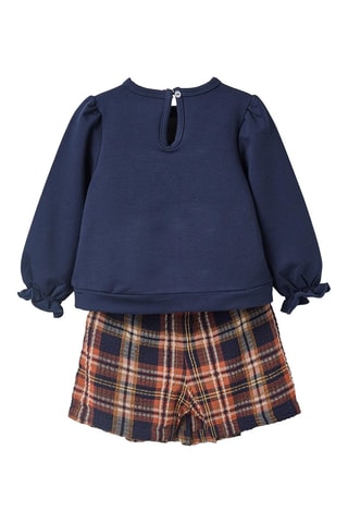 Sweater en Broekrok - Oranje en Marineblauw