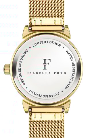 Stalen Quartz Horloge met diamant en parelmoer Barbara Goudkleurig en Wit