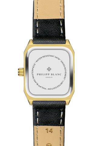 Leren en Doublé Zilver Ion Quartz Horloge met Diamant Olympe