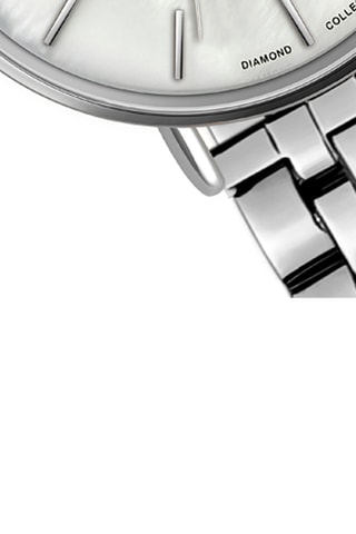 Stalen Zilver, Ion Doublé Zilver, Parelmoer en Diamanten Quartz Horloge Kendra - Zilverkleurig en Ecru