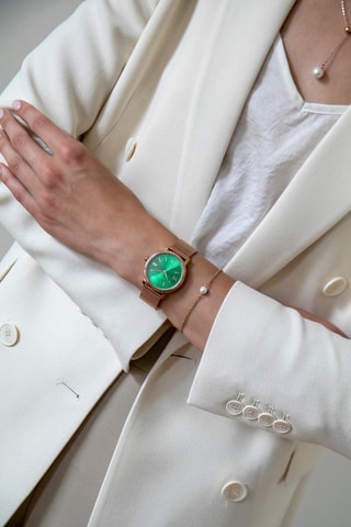 Stalen Quartz Horloge met Diamanten Monroe