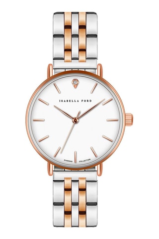Set Quartz Horloge en stalen armband met diamant Agnes