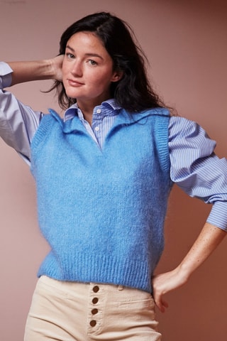 Mohair Mouwloze Trui Mendy - Hemelsblauw