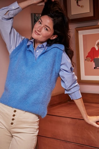 Mohair Mouwloze Trui Mendy - Hemelsblauw