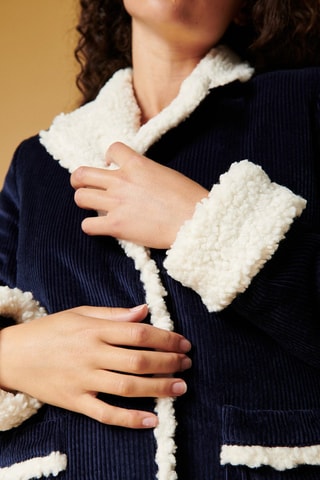 Ribfluwelen Jas  Marineblauw
