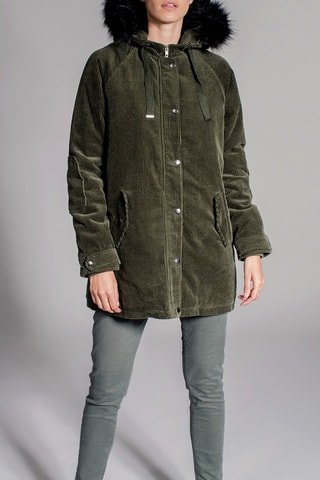 Velours Parka met Capuchon Lukas Kaki