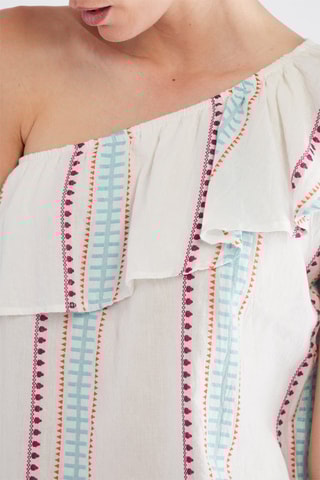 Top asymétrique Teophila - Blanc et bleu