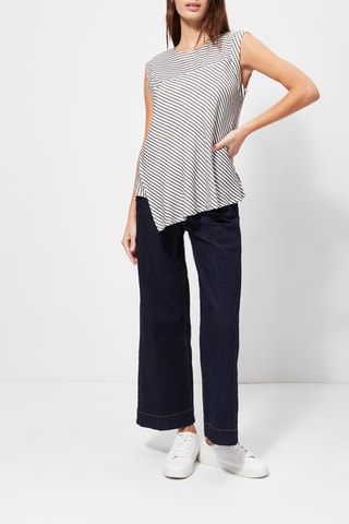 Asymmetrische Top met Streepmotief Zwart en Wit