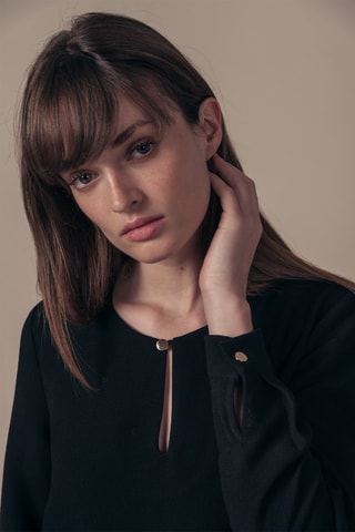Jurk Lage Taille Rignette Zwart