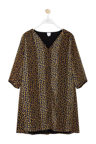 Robe courte - 
Noir et moutarde