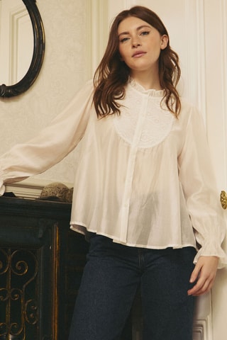 Rechte Blouse Camille - Wit