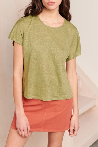 Linnen T-shirt - 
Groen