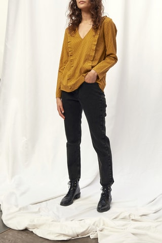 Top met Ruches Mosterdgeel
