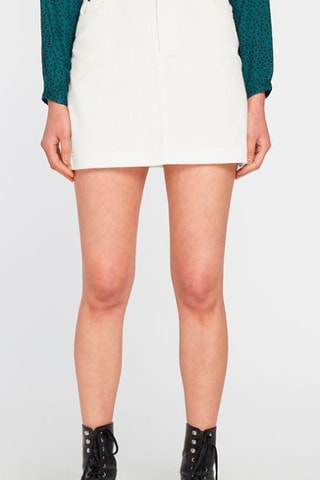 Ribfluwen Minirok Hoge Taille - Crèmekleurig