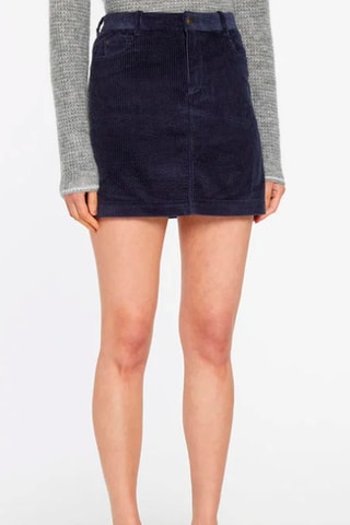 Ribfluwen Minirok Hoge Taille - Marineblauw