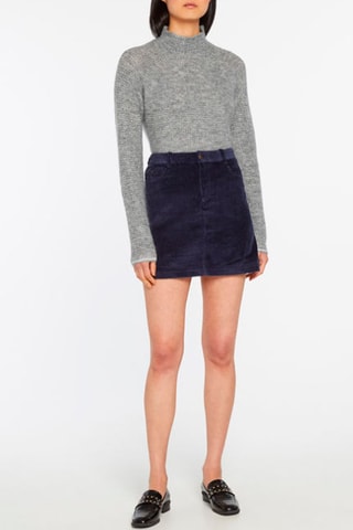Ribfluwen Minirok Hoge Taille - Marineblauw