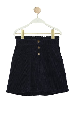 Wijduitlopende Ribfluwelen Rok - Marineblauw