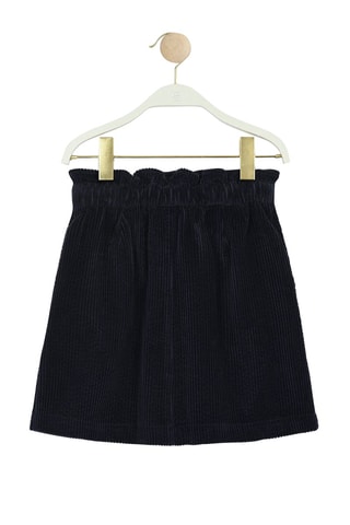 Wijduitlopende Ribfluwelen Rok - Marineblauw