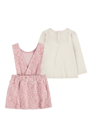 Robe chasuble en velours côtelé et t-shirt - Blanc et rose