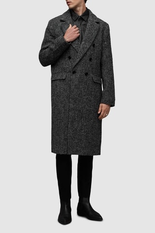 Sobretudo em lã e alpaca - Preto e branco
