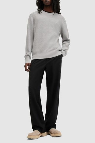 Camisola regular em lã e algodão biológico - Cinzento-claro