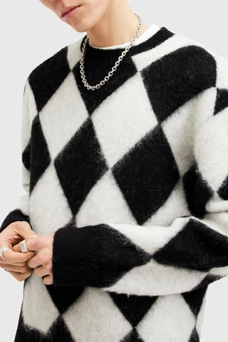 Camisola oversize em alpaga e lã - Preto e branco