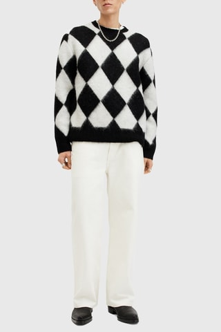 Camisola oversize em alpaga e lã - Preto e branco