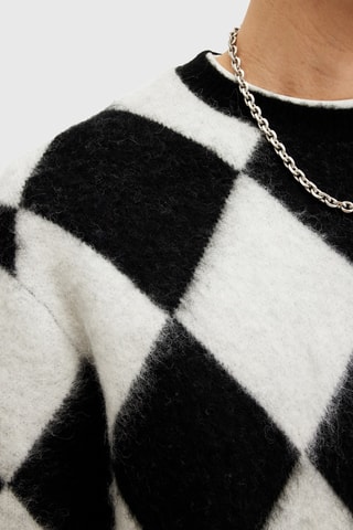 Camisola oversize em alpaga e lã - Preto e branco