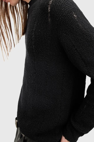 Camisola regular em lã - Preto