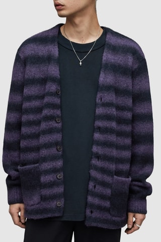 Casaco de malha em lã e alpaca - Azul-marinho e preto