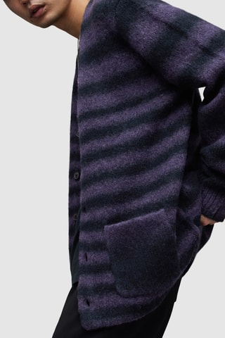 Casaco de malha em lã e alpaca - Azul-marinho e preto