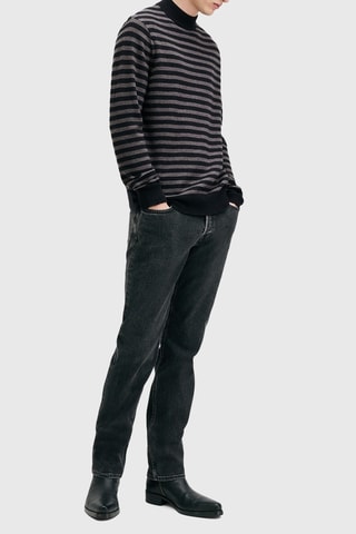 Camisola regular em lã Caylan - Preto mesclado
