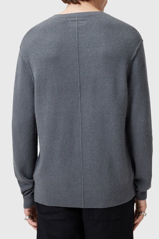Camisola regular em lã - Azul-cinza