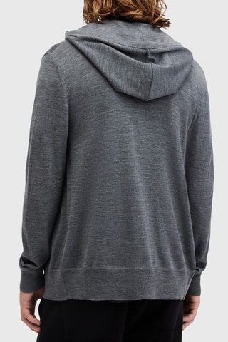 Sweat regular em lã com capuz - Azul-cinza