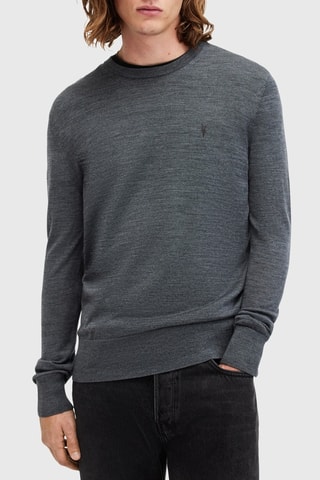 Camisola slim em lã merino - Azul-cinza