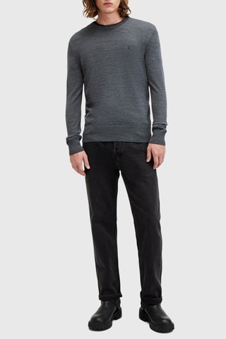 Camisola slim em lã merino - Azul-cinza
